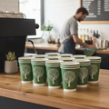 Compostable Green Double Wall Hot Cups 8oz for Takeaway Drinks (Pack of 500)