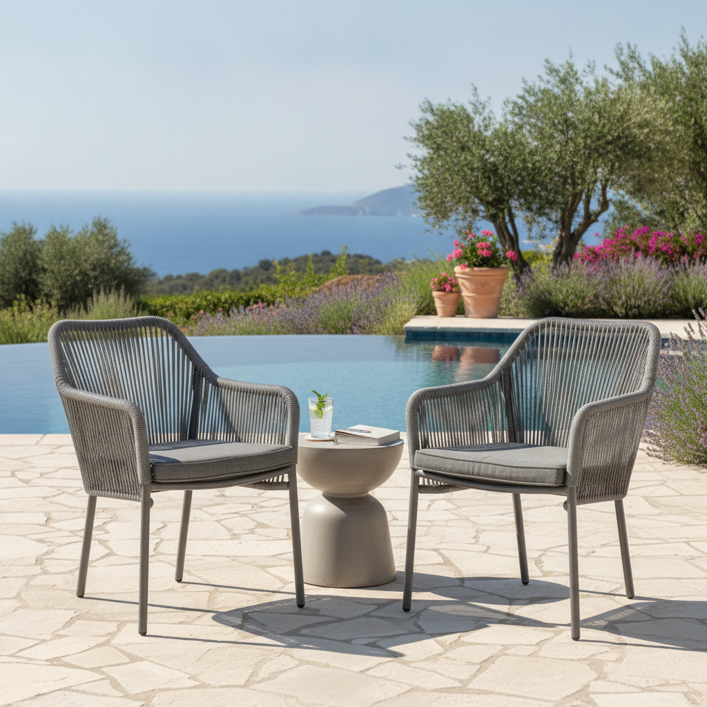 PE Rattan Outdoor Armchair with Cushions 805mm for Indoor & Outdoor Use (Pack of 2)