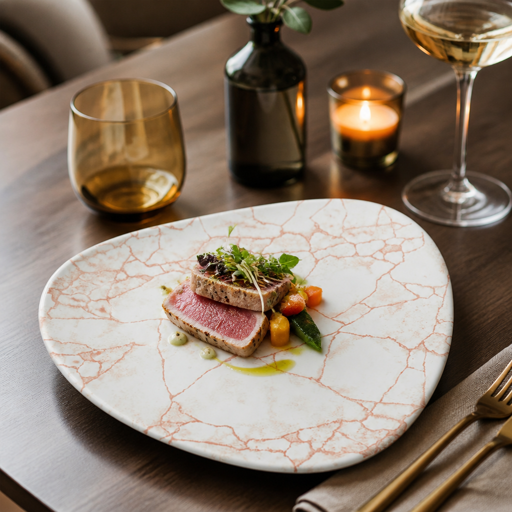 Plates 228mm Coral Porcelain for Hospitality Use (Pack of 12)