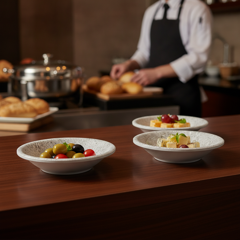 Melamine Round Dish 80mm for Buffet Service