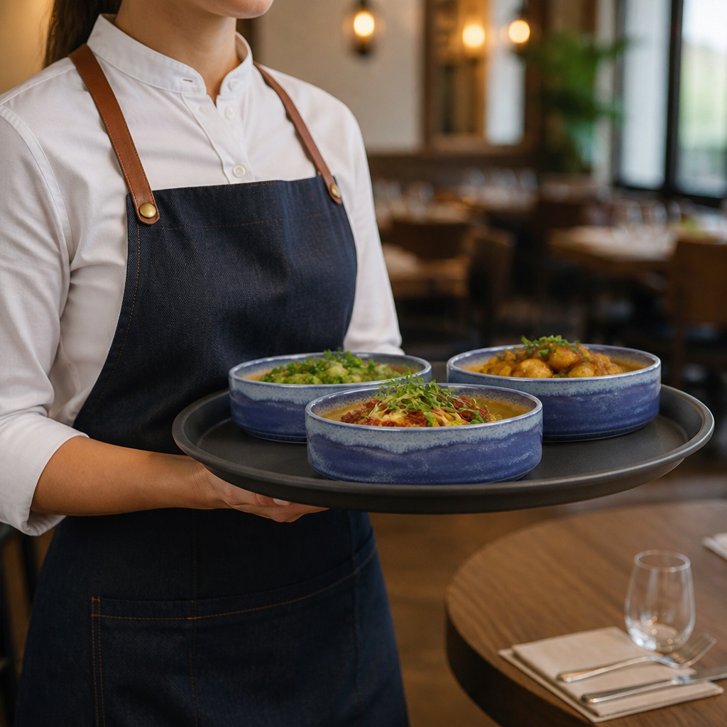 Round Stacking Trays 202mm Vitrified Ceramic for Versatile Dining (Pack of 12)