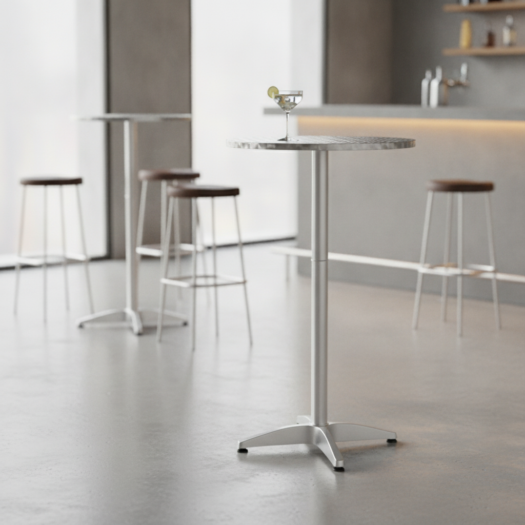 Stainless Steel and Aluminium Poseur Table 600mm for Bars & Cafés