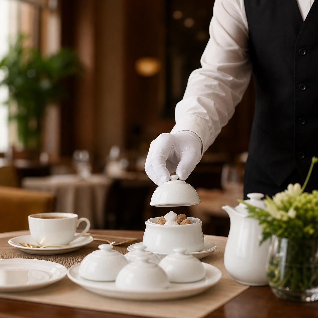 Bone China Sugar Dish Covers 50mm for Elegant Dining (Pack of 6)