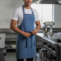 Cotton Denim Bib Apron Light Blue for Casual Dining