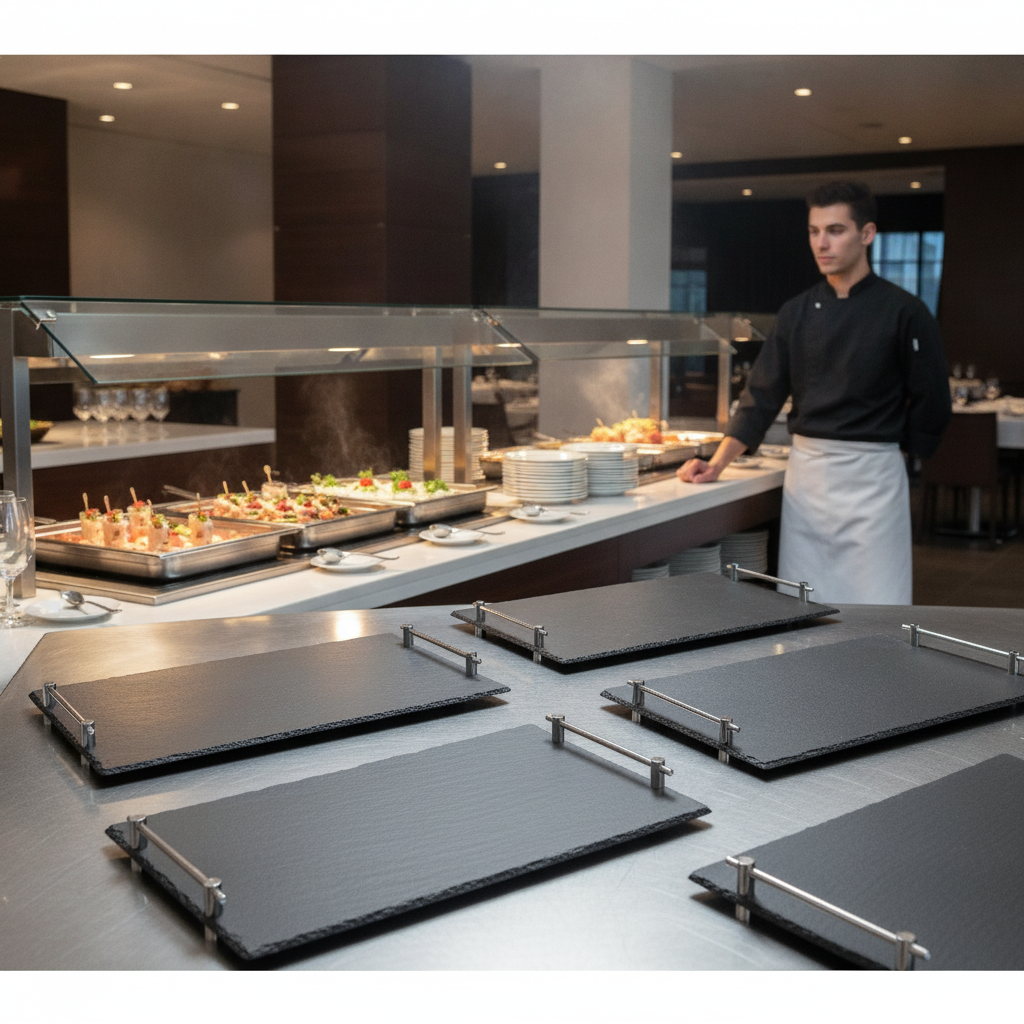 Slate Effect Melamine Stacking Tray GN 1/1 for Buffet Venues