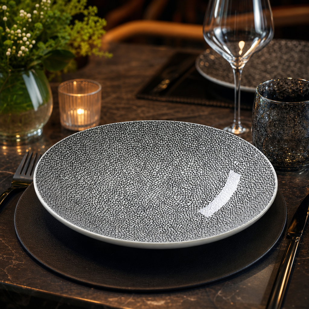Steelite Ink Crackle Black Coupe Bowls 253mm for Dining & Entertaining - Pack of 12