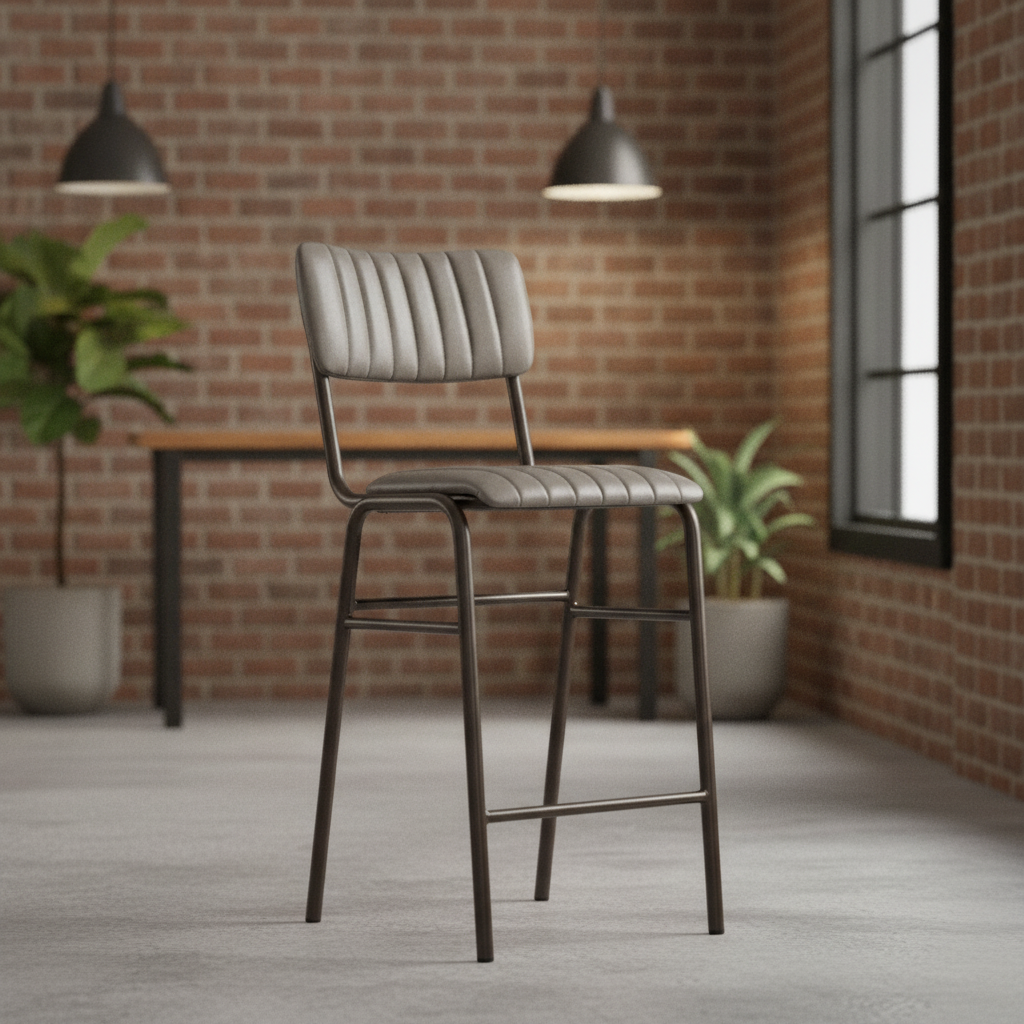 Metal Vintage Grey Stacking Bar Stools 1000mm for Cafés & Restaurants (Pack of 2)