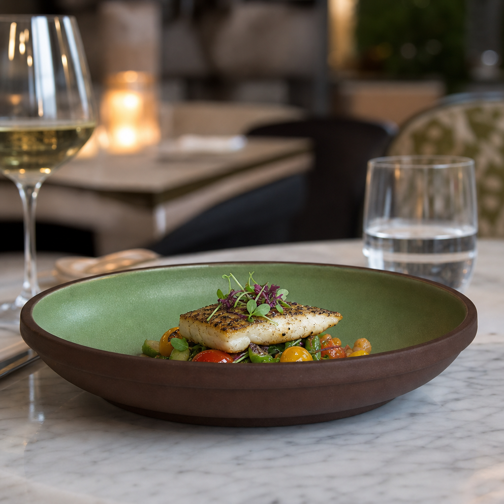 Deep Plates Reactive Glaze Vitrified Stoneware for Dining (Pack of 12)