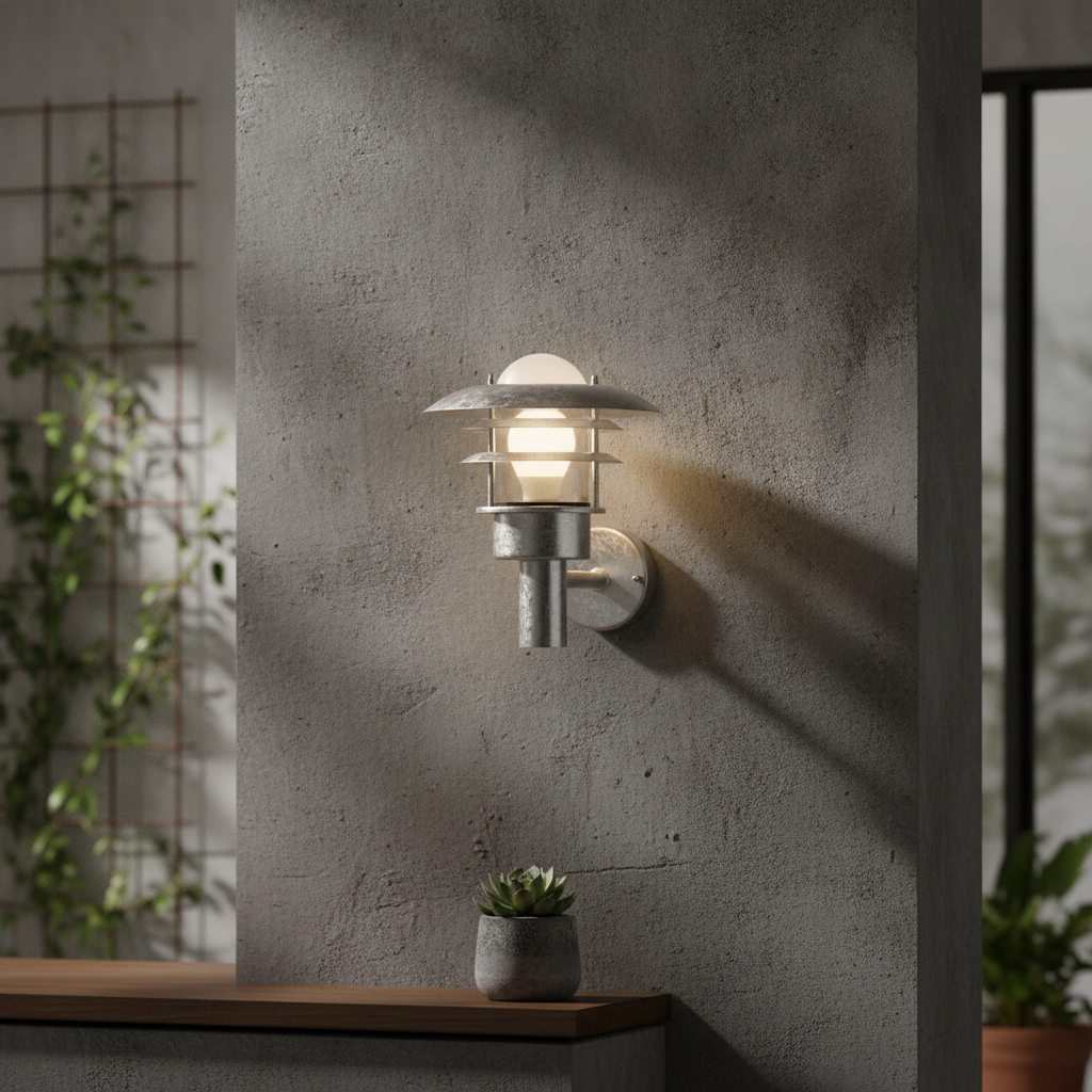 Galvanised Steel Wall Light for Outdoor Spaces