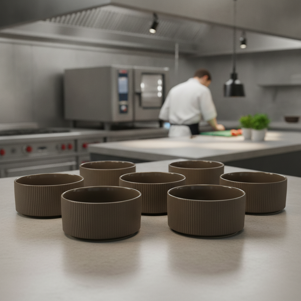 Porcelain Brown Bowl 1.6L for Catering & Hospitality (Pack of 6)