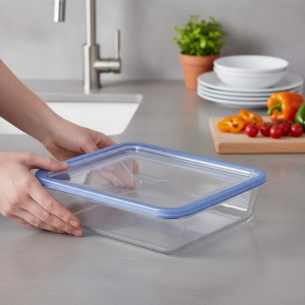 Tempered Glass Food Storage Container 0.8L for Home Kitchens