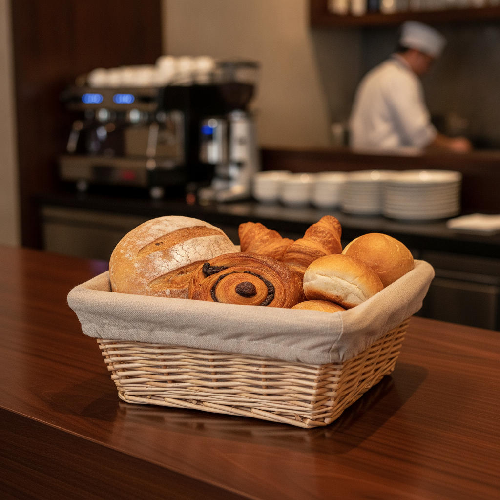 Wicker Square Basket 230mm for Presenting Breads and Pastries