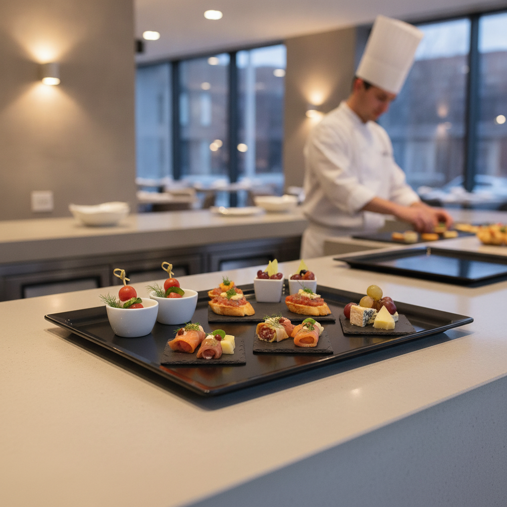 Black Melamine Gastronorm Tray GN 1/4 - GN 1/1 for Buffet Presentations