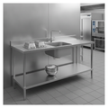 304 Stainless Steel Double Sink with Left Hand Drainer 1800mm for Commercial Kitchens