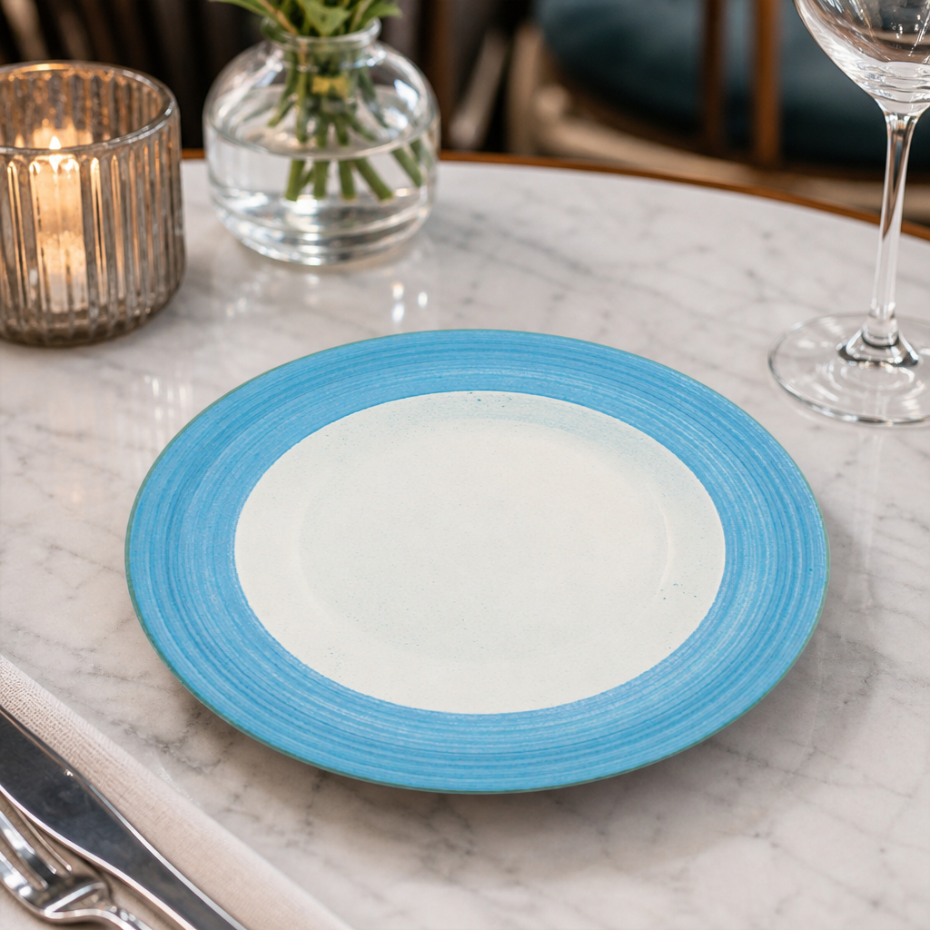 Slimline Plates 157mm Blue Porcelain for Cafés & Restaurants (Pack of 36)