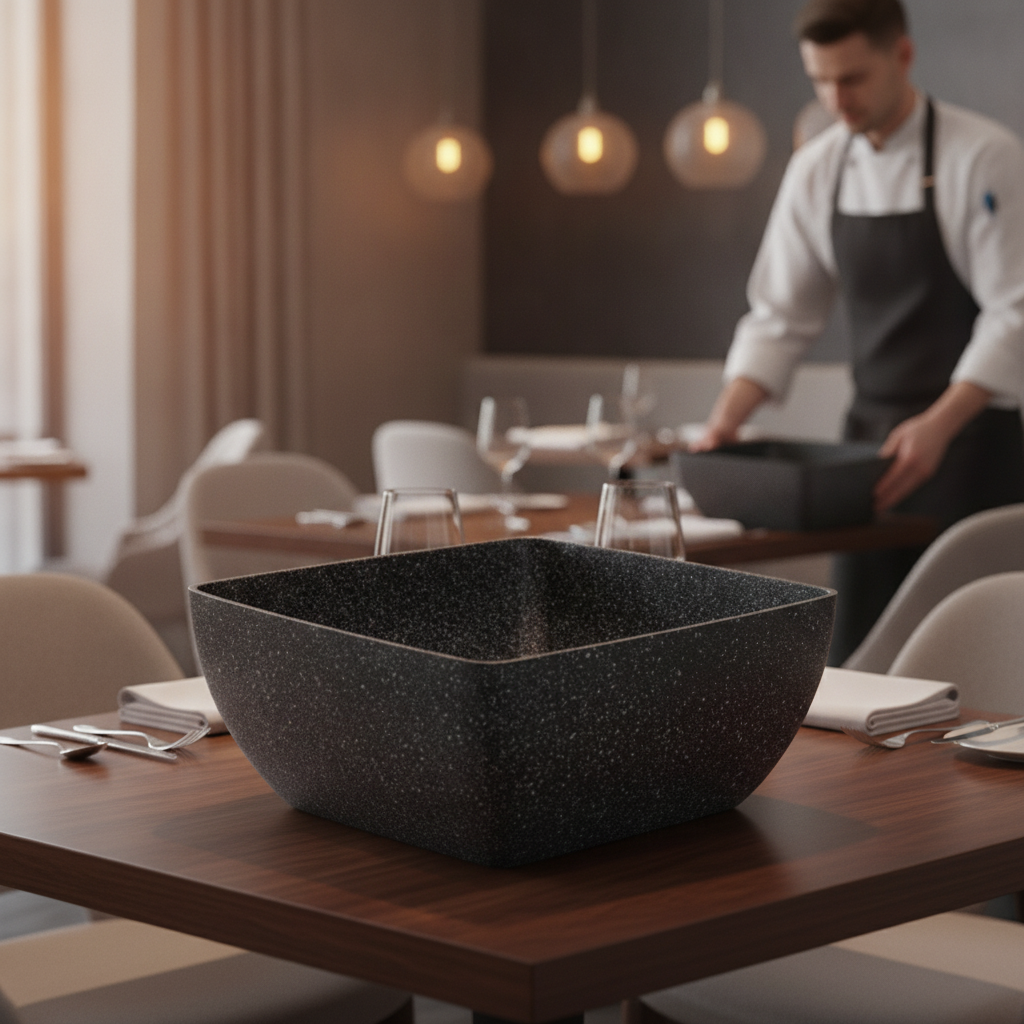 Cast Aluminium Black Bowl 3.8L for Modern Table Settings