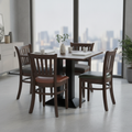 Rubber Wood Dining Table with 4 Chairs 750mm for Home & Office
