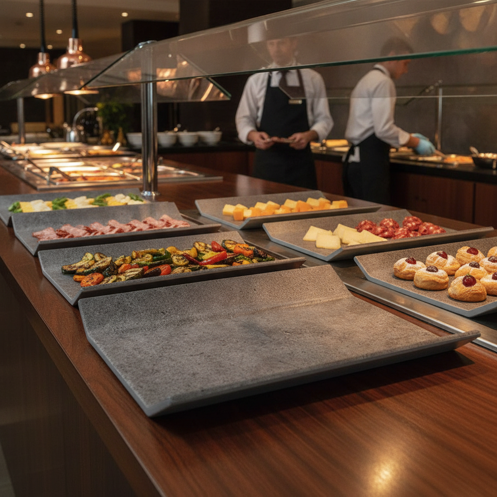Melamine Grey GN 1/2 Tray for Modern Buffets