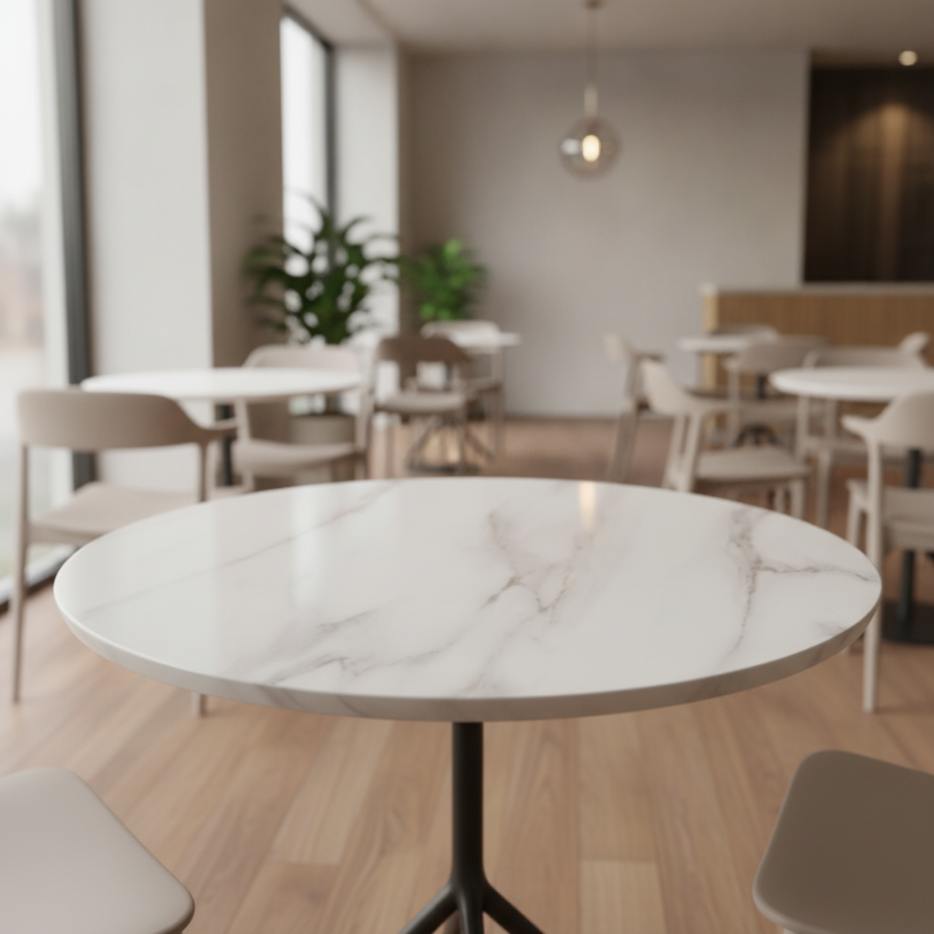 High Density Woodchip Round Table Top 600mm for Dining Areas