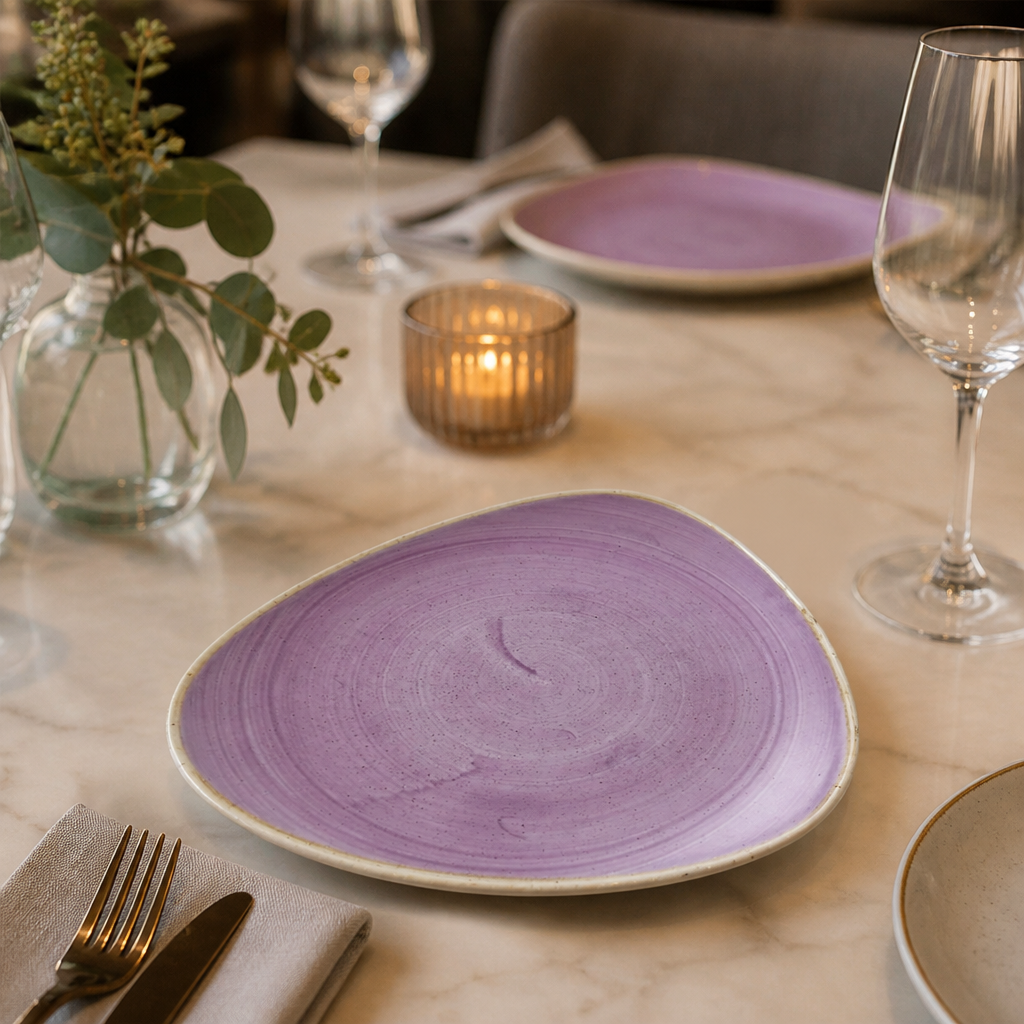 Plates 228mm Purple Vitrified Ceramic for Elegant Table Settings (Pack of 12)