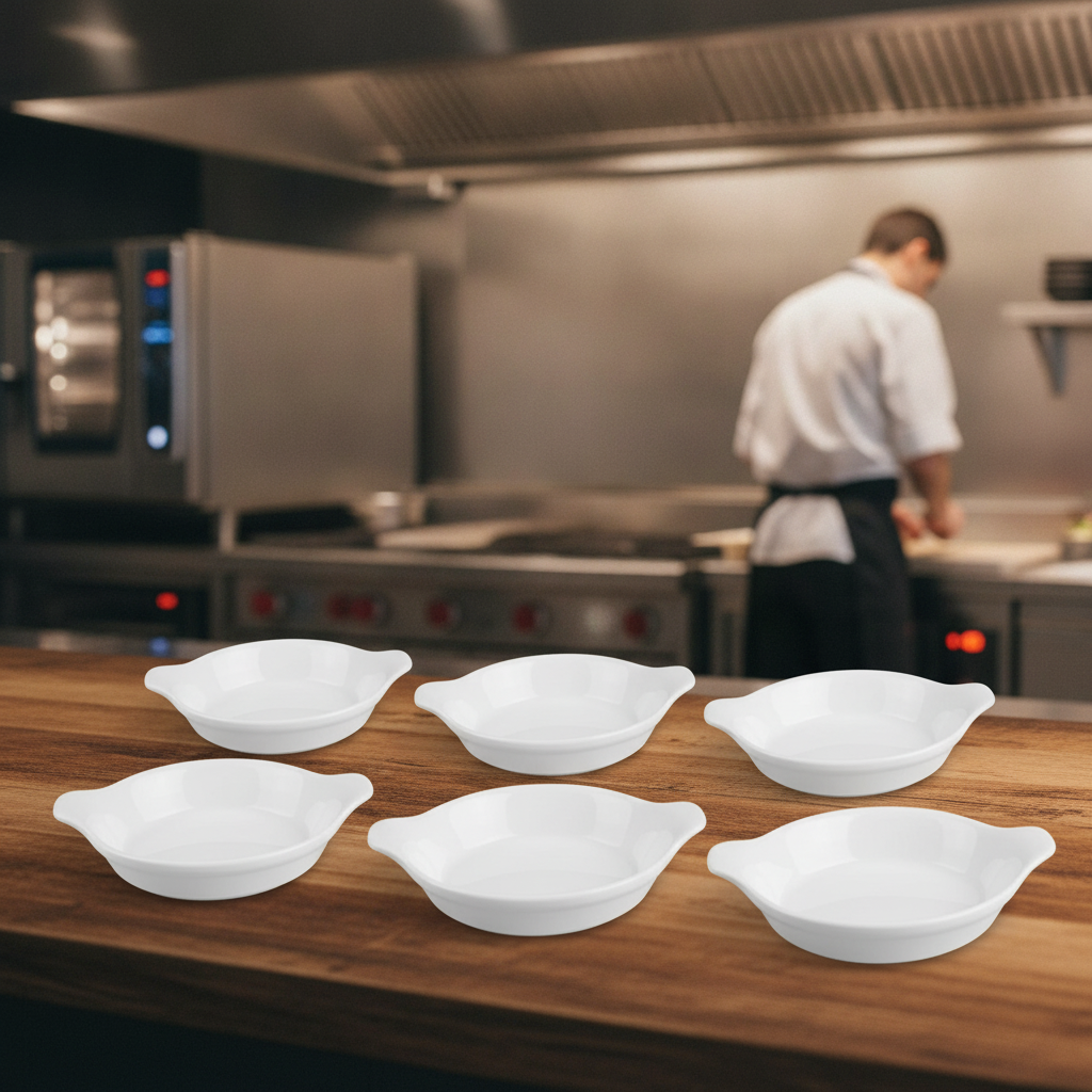 Porcelain Mini Round Eared Dishes 180ml for Catering (Pack of 6)