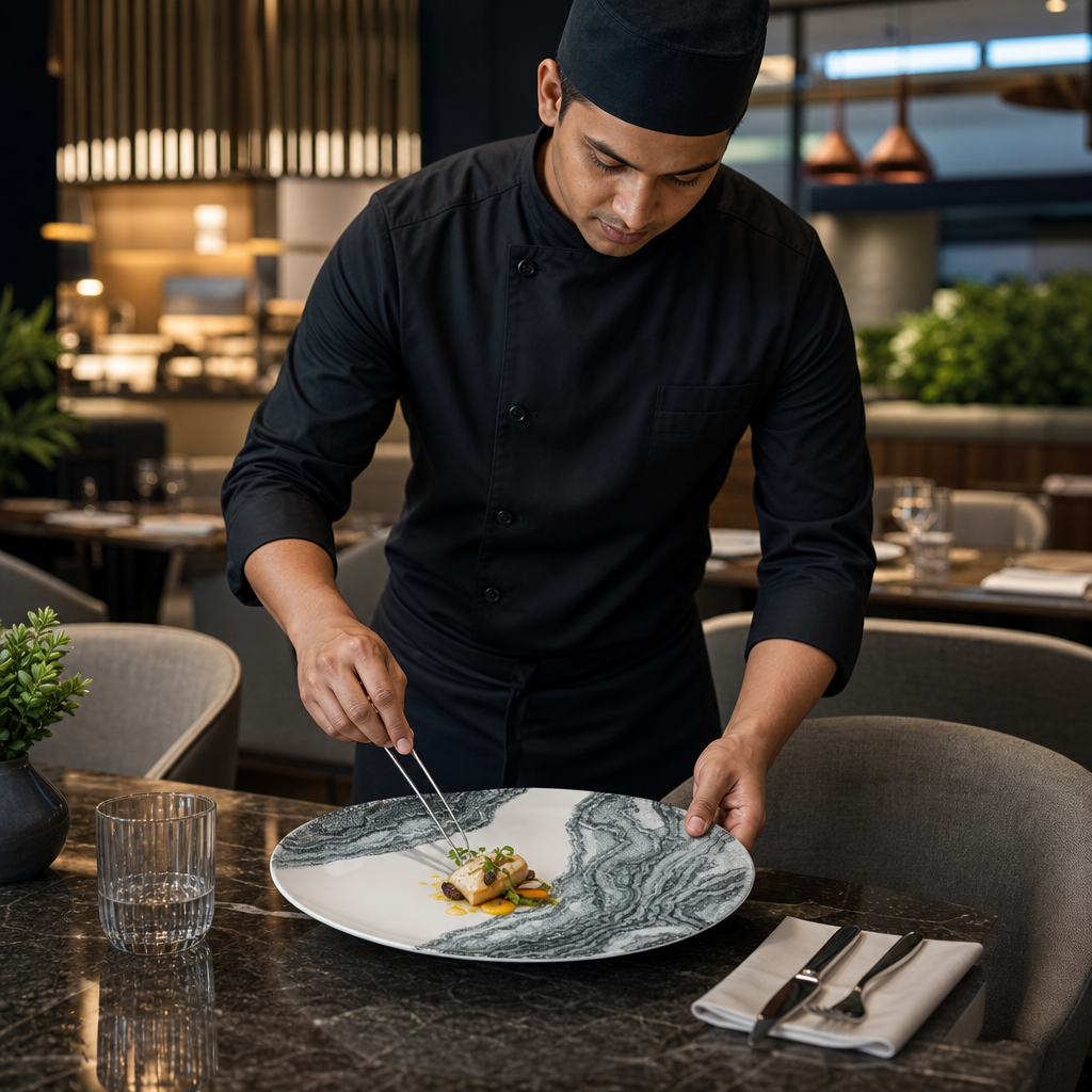 Plates 280mm Black Vitrified Ceramic for Modern Hospitality (Pack of 12)
