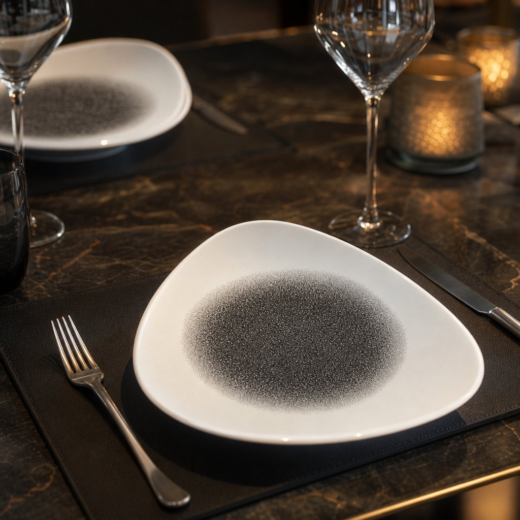 Triangle Plates Black Porcelain for Elegant Dining (Pack of 12)