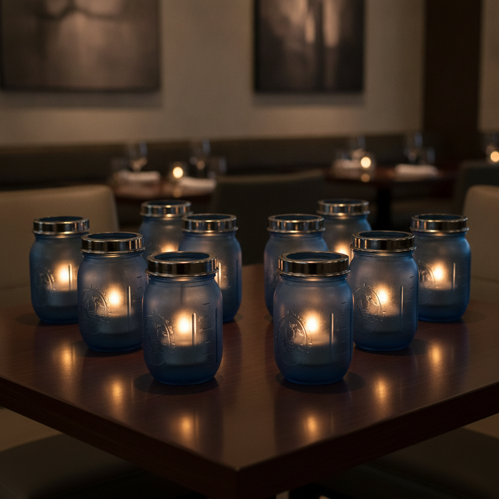 Satin Dark Blue Glass Table Lamp 410mm for Restaurants & Events (Pack of 12)