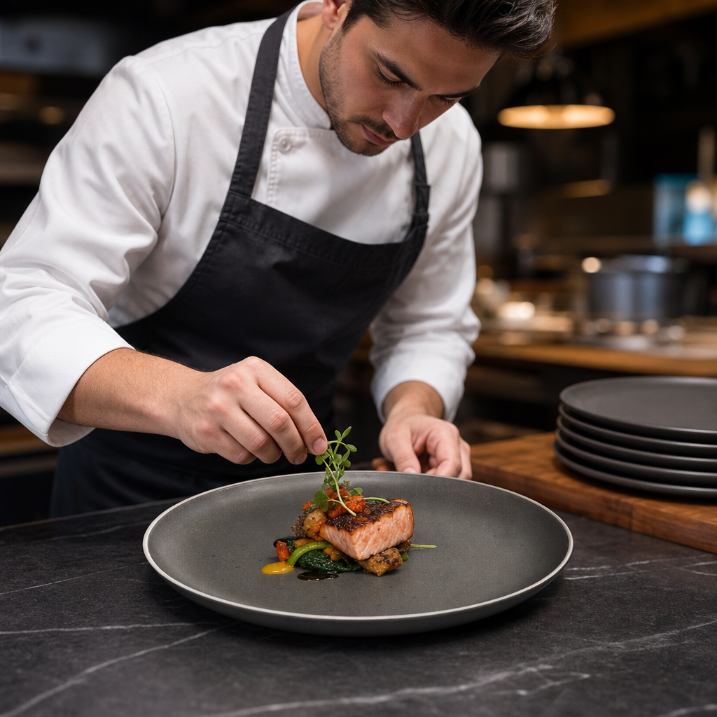 Plates 270mm Charcoal Porcelain for Elegant Dining (Pack of 6)