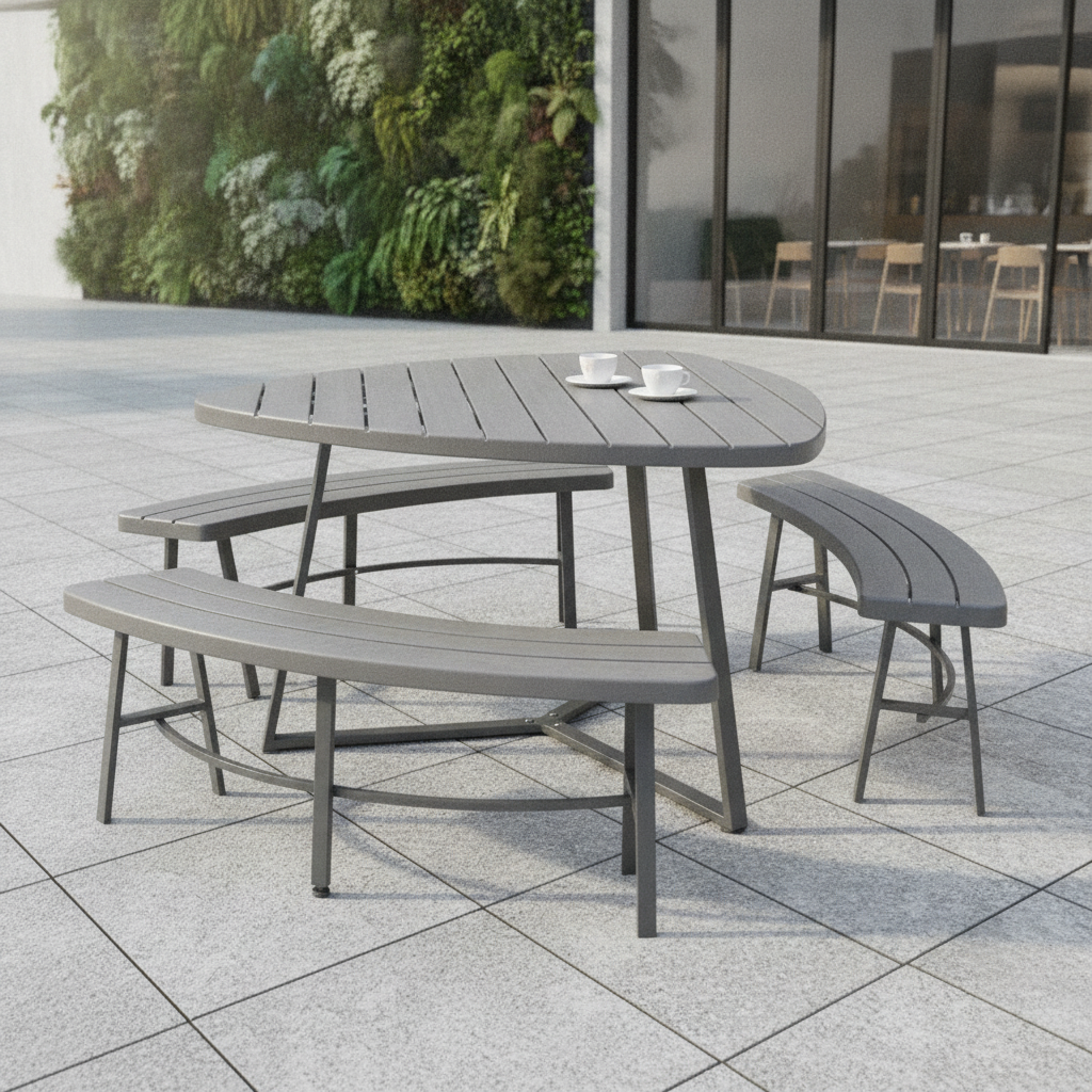 HDPE Grey Picnic Bench Set 745mm for Outdoor and Indoor Dining