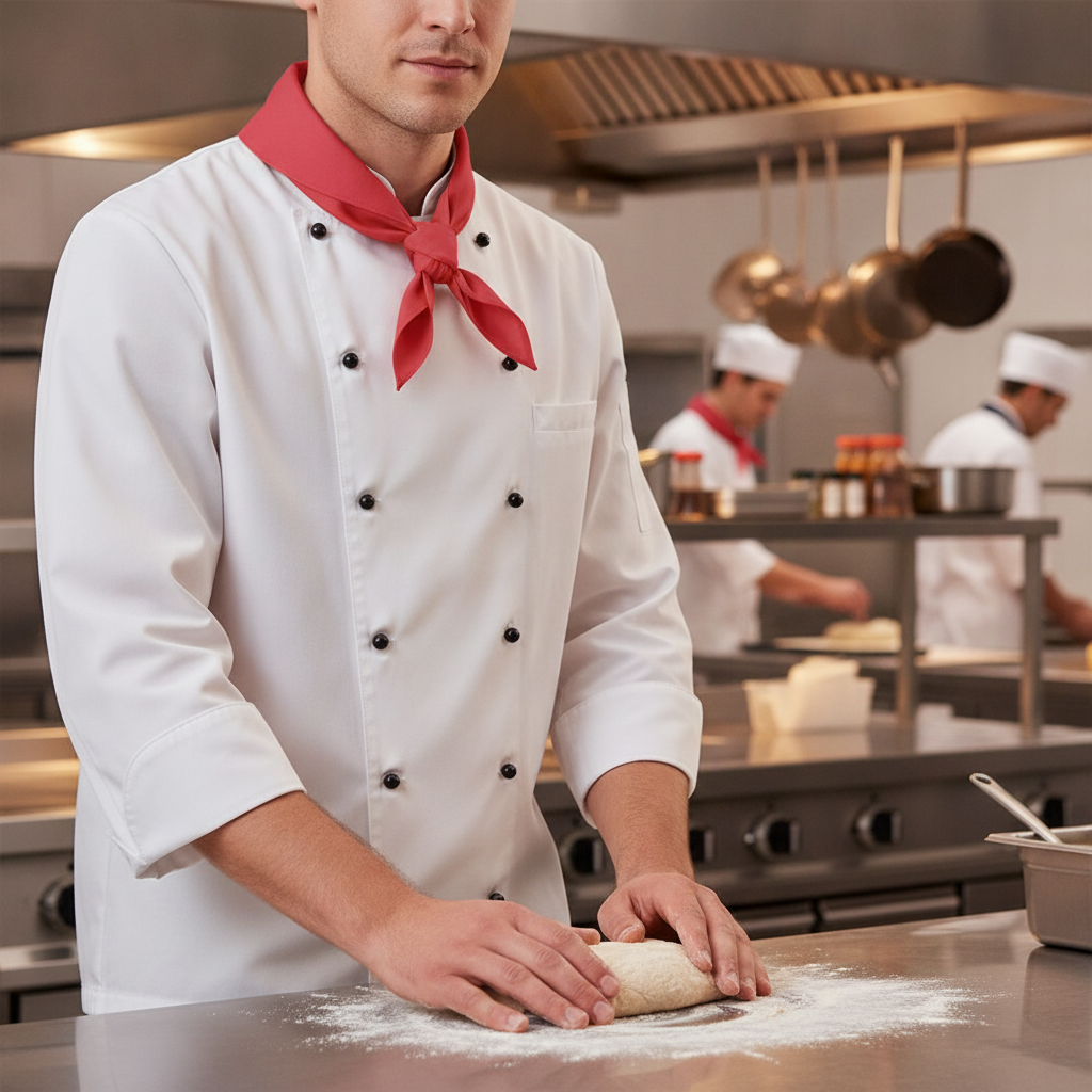 Red Neckerchief 80% Recycled Polyester for Chef Uniforms