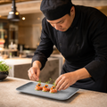 Organic Rectangular Platter Vitrified 215mm Grey Ceramic for Dining (Pack of 6)