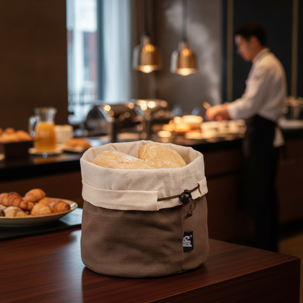 Canvas Brown and Beige Bread Basket 235mm for Buffets