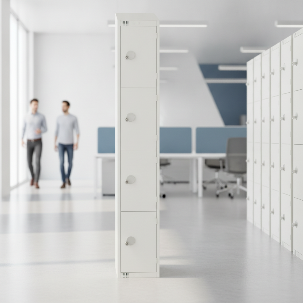 Powder Coated Steel Four Door Lockers White for Personal Storage