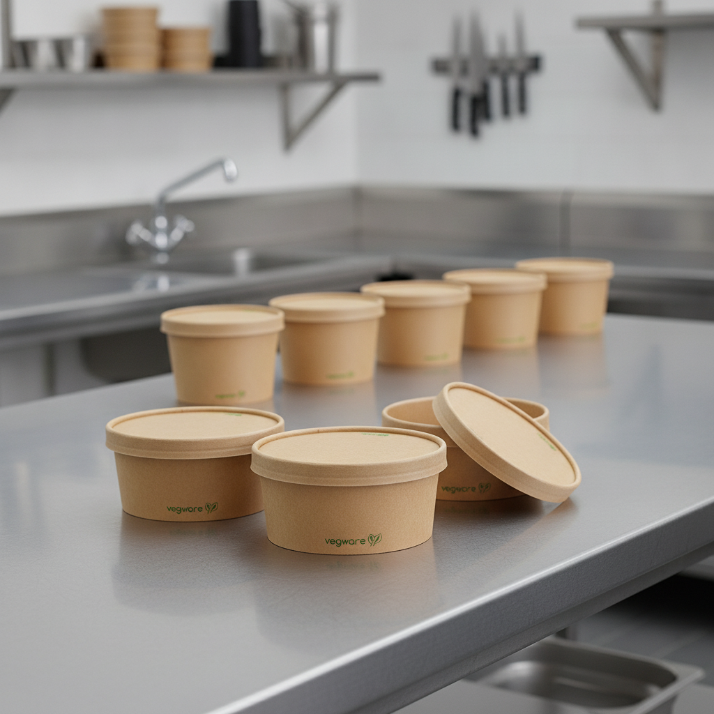Paperboard Round Food Containers 500ml for Takeaway Service (Pack of 300)