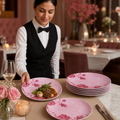 Super- Coupe Plates 230mm Pink Vitrified Porcelain for Dining (Pack of 6)