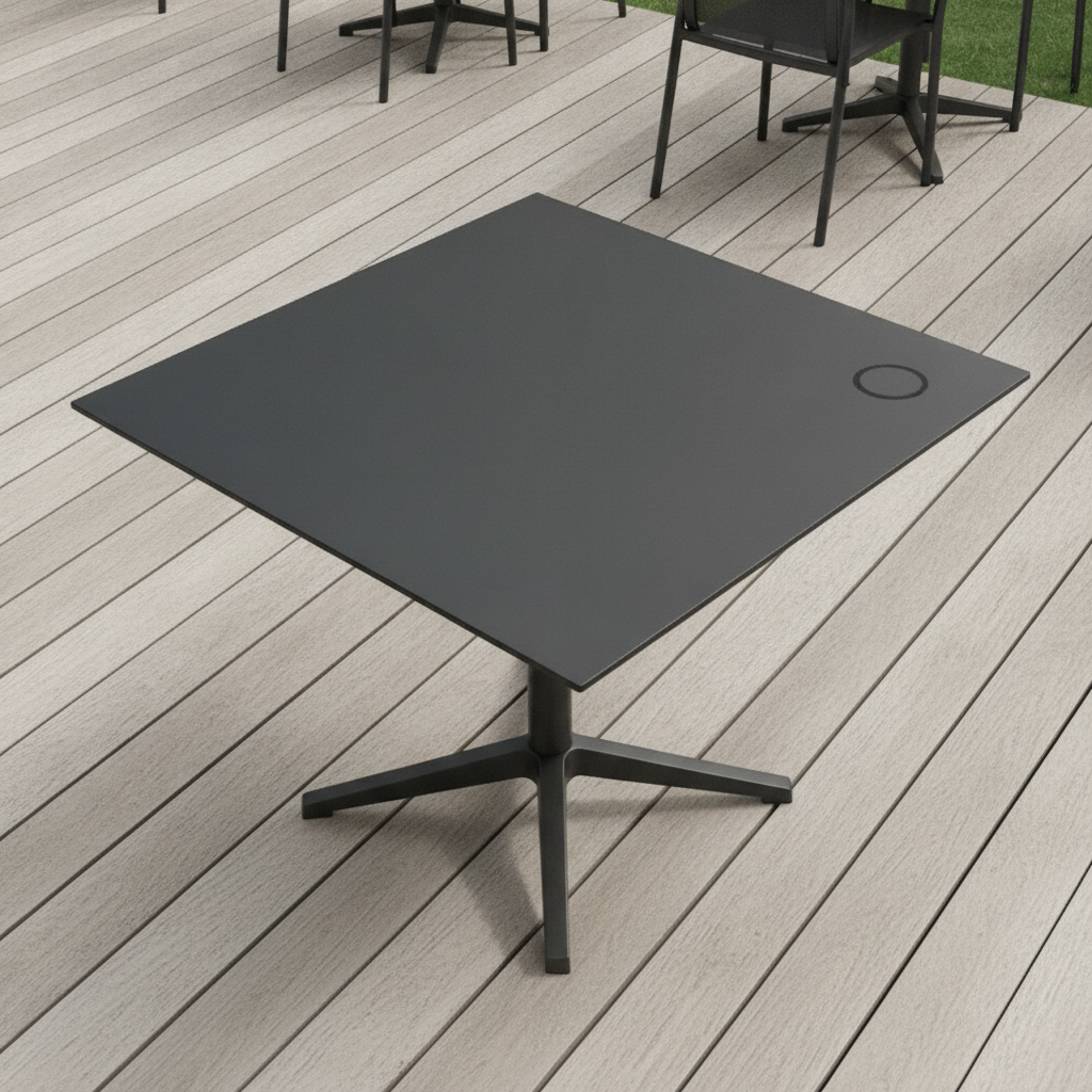 Matte Black Square Outdoor Table Top 700x700mm for Restaurants & Cafés