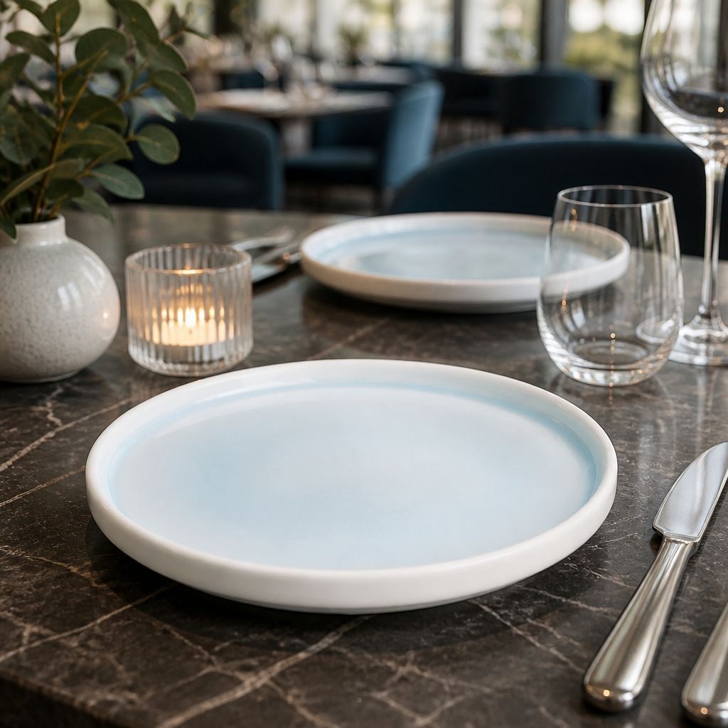 Plates 215mm Aqua Porcelain for Stylish Table Settings (Pack of 6)