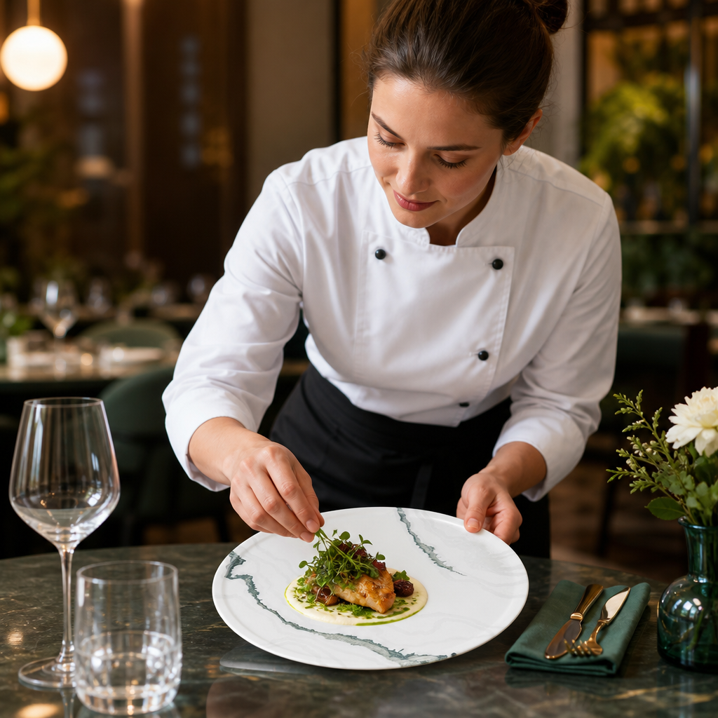Walled Plates 260mm Green Vitrified Ceramic for Fine Dining (Pack of 6)