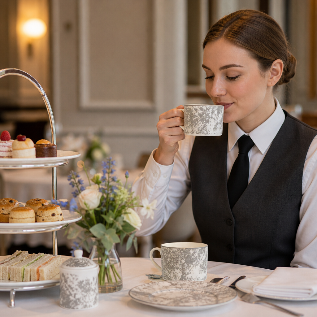 Crushed Velvet Charnwood Cups 220ml Grey Bone China for Afternoon Tea (Pack of 6)