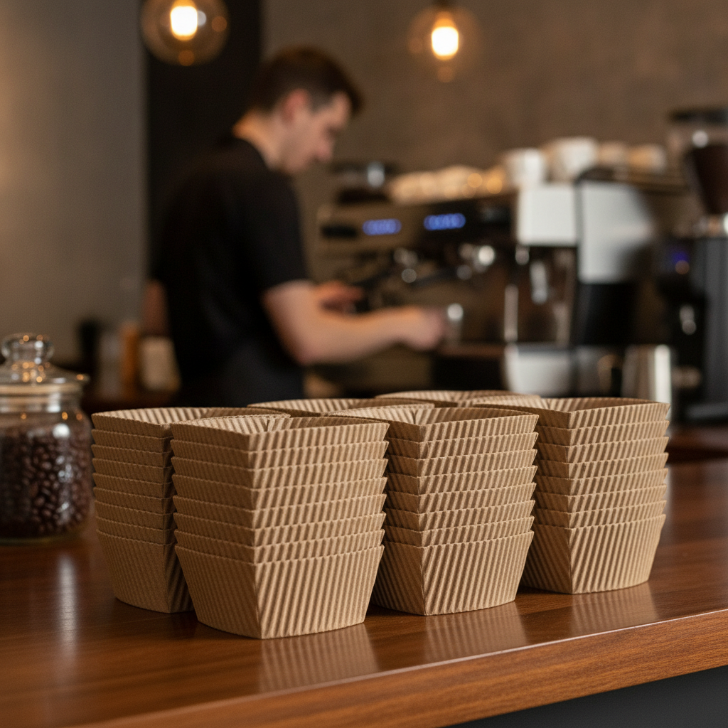 Cardboard Corrugated Cup Sleeves 8oz for Coffee Shops (Pack of 1000)