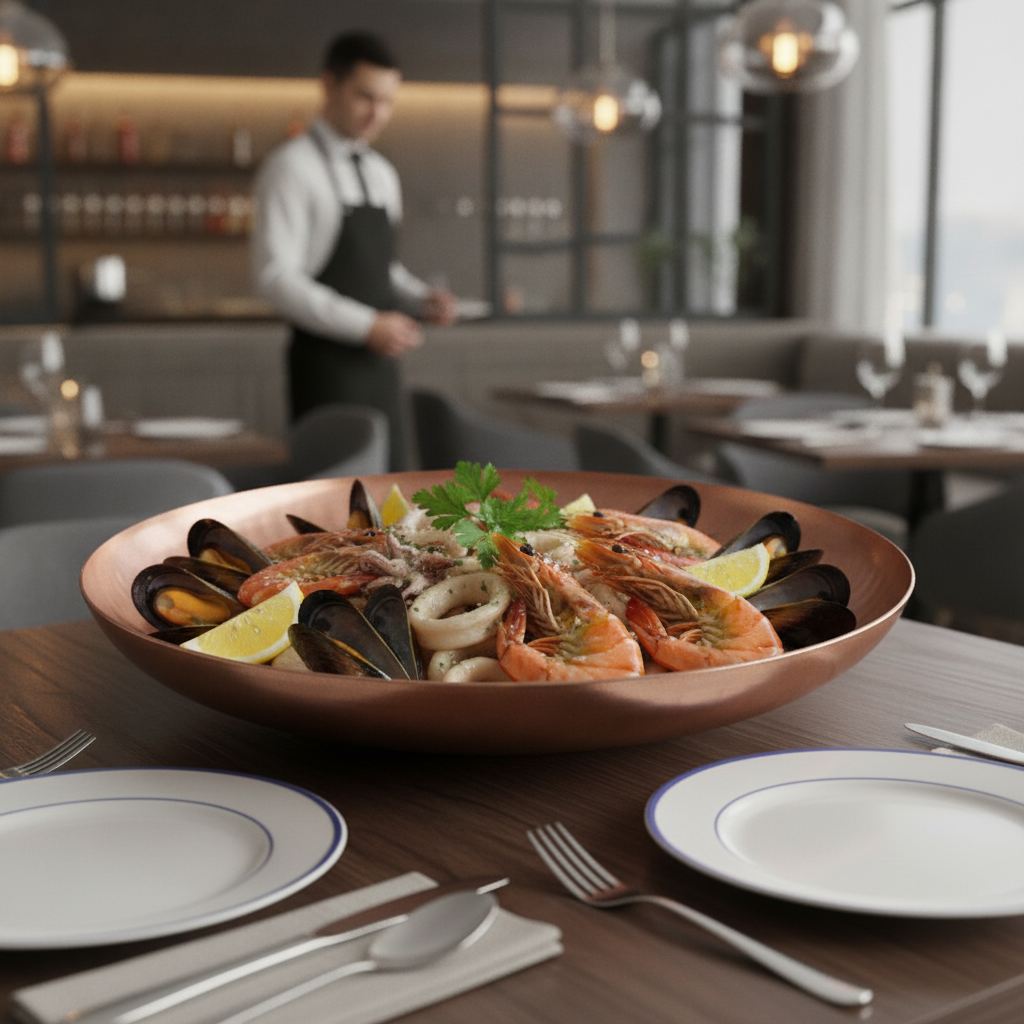 Stainless Steel Seafood Serving Bowl 350mm for Elegant Dining