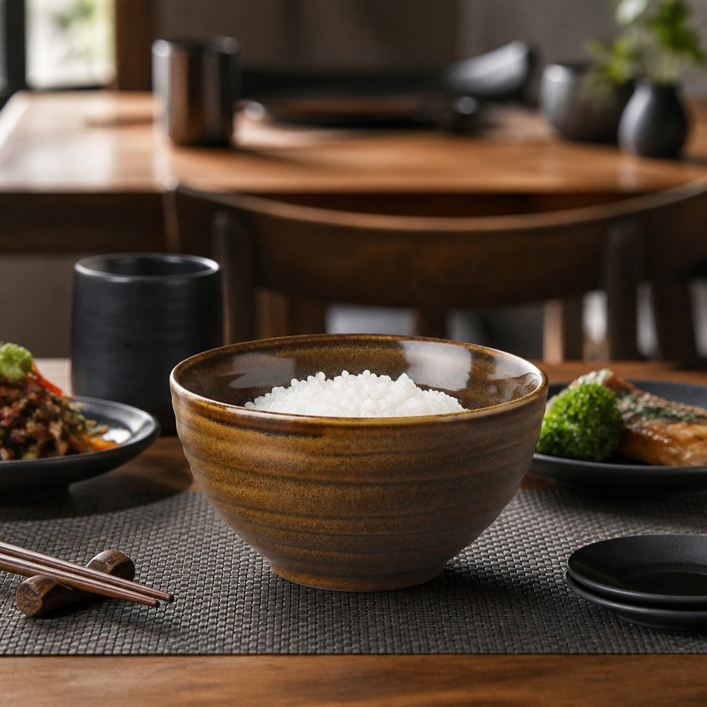 Stoneware Rice Bowls with Reactive Glaze for Rustic Dining - Pack of 6
