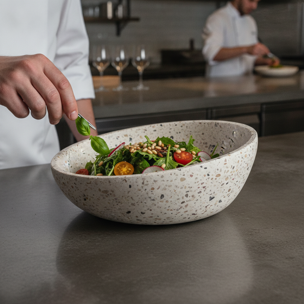 Stone Terrazzo Bowl 220mm for Stylish Food Displays