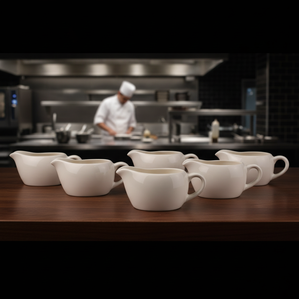 Stoneware Ivory Sauce Boat 160ml for Cafés & Restaurants (Pack of 6)