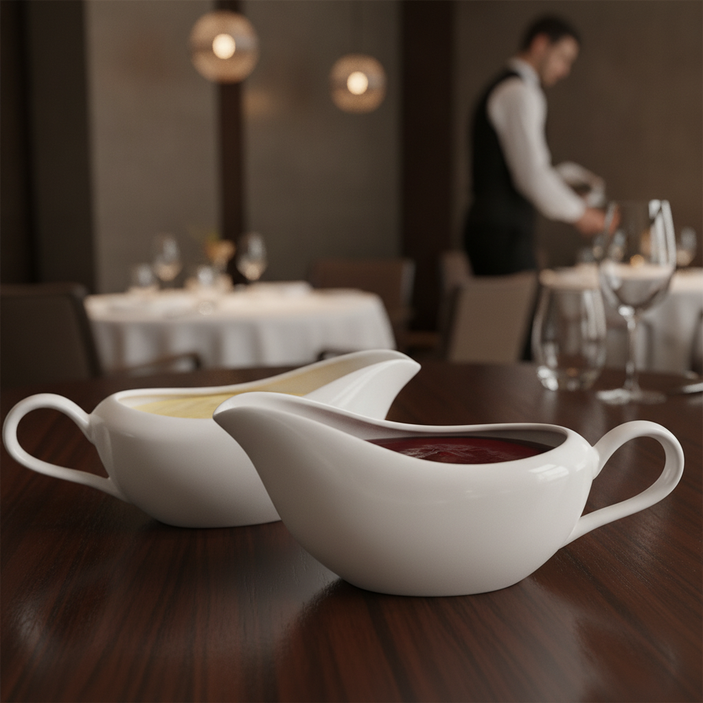 Super Vitrified Fine China Sauce Boats 95ml for Restaurants (Pack of 2)