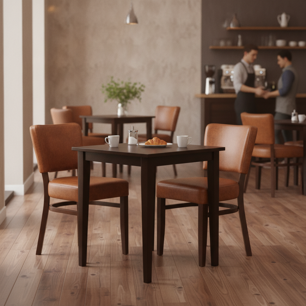 Rubber Wood Dining Table with 2 Oregon Chairs 750mm for Cafés & Pubs