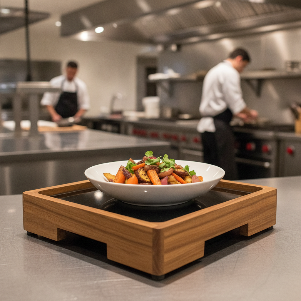 Reclaimed Teak Induction Unit Cover 370x420mm for Foodservice Presentation