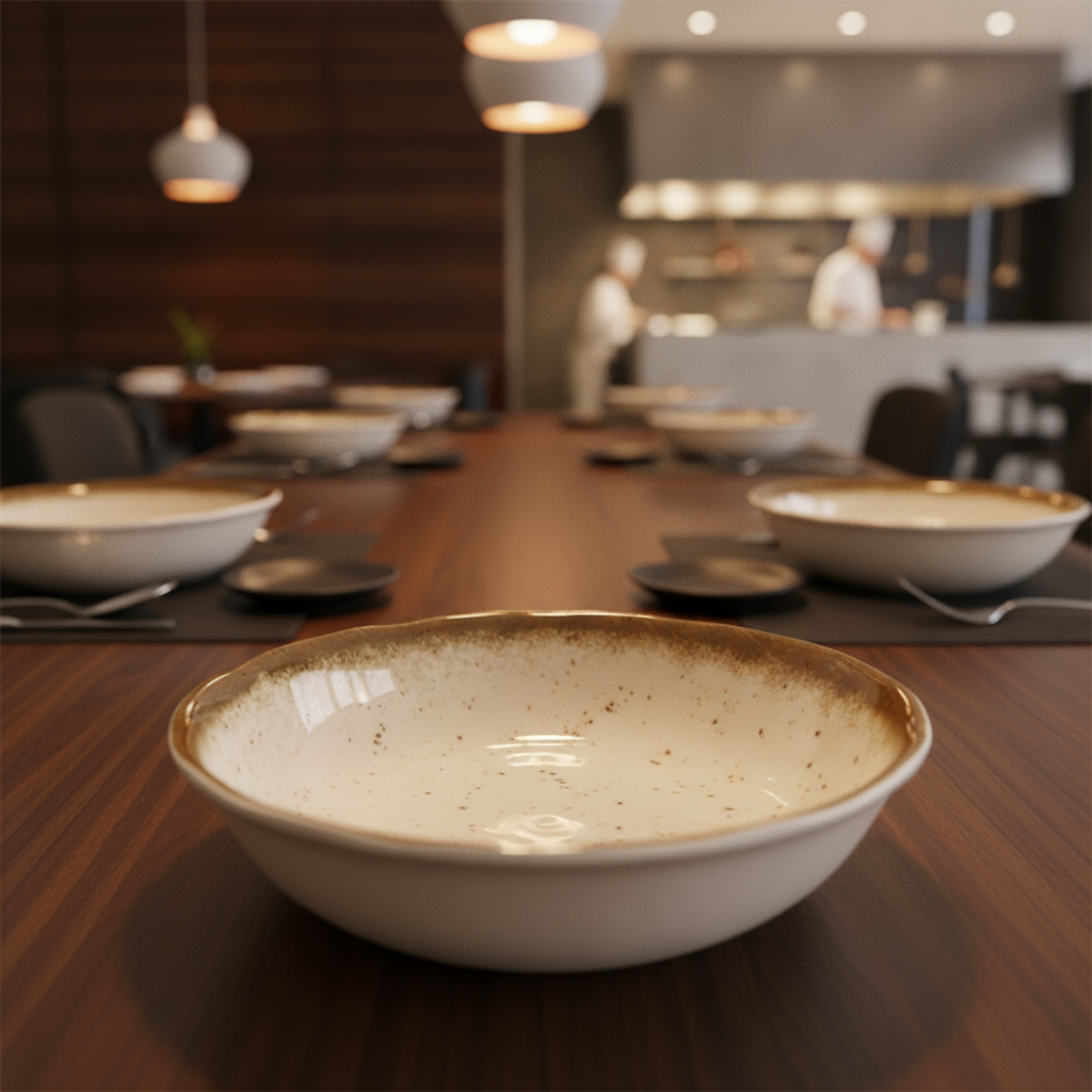 Melamine Cream Bowl 200mm for Rustic Dining