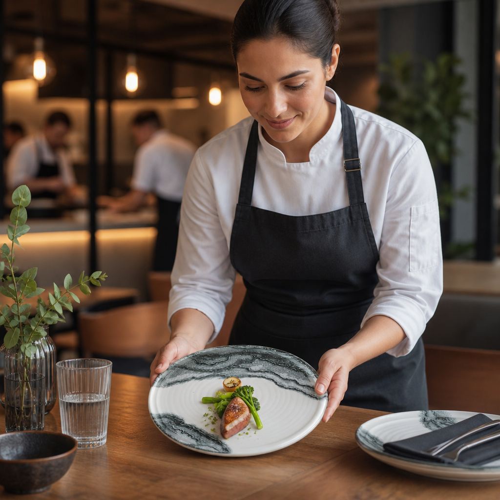 Organic Walled Plates 203mm Black Vitrified Ceramic for Modern Hospitality (Pack of 6)